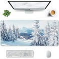 thumbnail image 1 of Large Mouse Pad, Full Desk XXL Extended Gaming Mouse Pad 35" X 15", Waterproof Desk Mat w/ Stitched Edges, Non-Slip Laptop Computer Keyboard Mousepad for Office and Home, Ice and Snow Design, 1 of 6