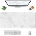 thumbnail image 1 of Large Mouse Pad, Full Desk XXL Extended Gaming Mouse Pad 35" X 15", Waterproof Desk Mat w/Stitched Edges, Non-Slip Laptop Computer Keyboard Mousepad for Office and Home, White Marble Design, 1 of 6
