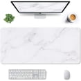 thumbnail image 1 of Large Mouse Pad, Full Desk XXL Extended Gaming Mouse Pad 35" X 15", Waterproof Desktop Mat with Stitched Edge, Non-Slip Laptop Computer Keyboard Mousepad for Office and Home, Marble Design, 1 of 6