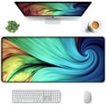 thumbnail image 1 of Large Mouse Pad, Full Desk XXL Extended Gaming Mouse Pad 35" X 15", Waterproof Desk Mat w/ Stitched Edge, Non-Slip Laptop Computer Keyboard Mousepad for Office & Home, Peacock Feather Design, 1 of 6