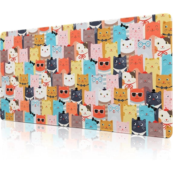 Large Mouse Pad Gaming, Desk Mat for Desktop, Cute Funny Cat Non-Slip Big Mousepad Desk Pad, 31.5" x 15.7"