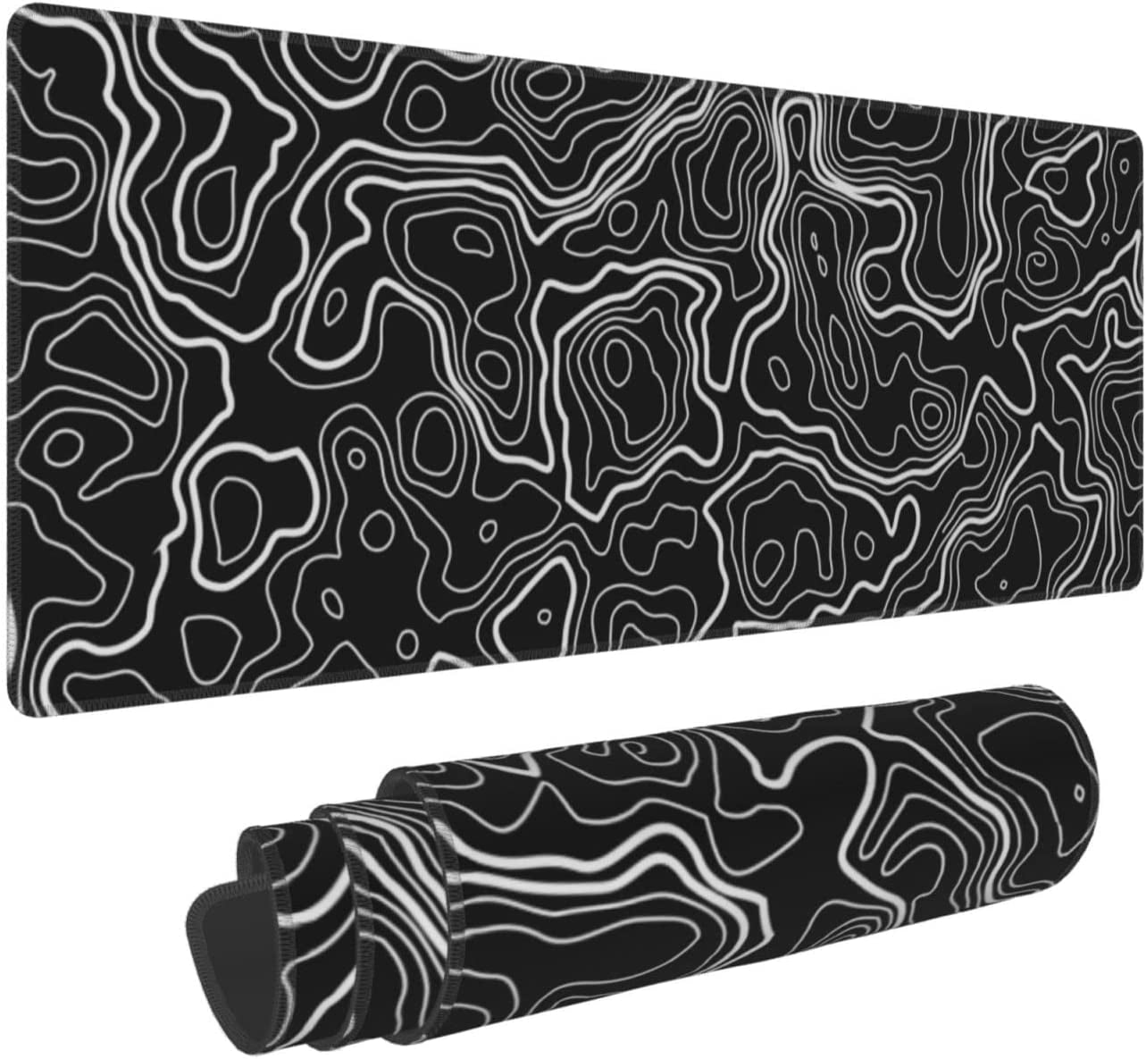 Large Mouse Pad Gaming with Stitched Edges, Extra Big Mousepad Non-Slip Base XXL Long Desk Mat for Gamer, Office & Home, 31.5 x 11.8 in,Marble Desk Accessories-Green Marble (Map)
