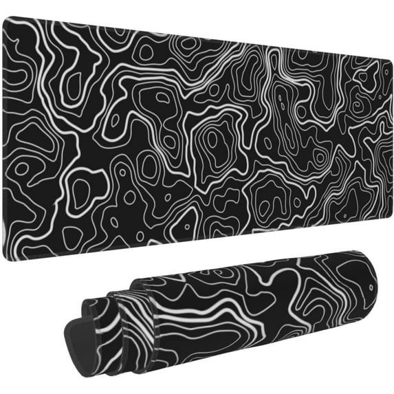 Large Mouse Pad Gaming with Stitched Edges, Extra Big Mousepad Non-Slip Base XXL Long Desk Mat for Gamer, Office & Home, 31.5 x 11.8 in,Marble Desk Accessories-Green Marble (Map)