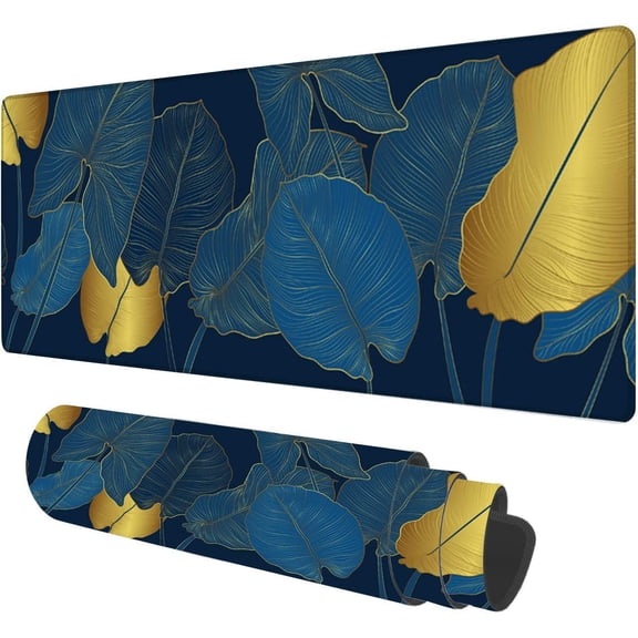 Large Mouse Pad,Golden Philodendron and Monstera Plant Large XL Desk Mat Extended Waterproof Mouse Mat with Stitched Edges and Non-Slip Base for Office Gaming Home 31.5 X 11.8 Inch
