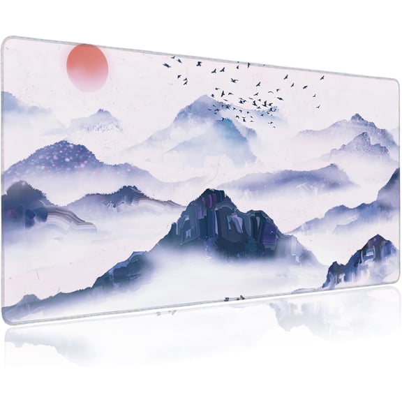 Large Mouse Pad Ink Landscape Painting Extended Gaming Mouse Pad Desk Mat Stitched Edges Mousepad Non-Slip Rubber Base Keyboard Pad for Laptop Computer PC 35.4 x 15.7 inches