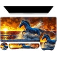 thumbnail image 1 of Large Mouse Pad, Keyboard Wrist Rest Set, Ergonomic Mouse Pad with Wrist Support, Desk Mat with Stitched Edges + Coaster, Extended Desk Pad Waterproof Desk Mat for Home Office Game I Running Horse, 1 of 15
