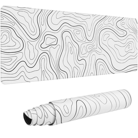 Large Mouse Pad Mat (31.5x11.8in), TSV Extended Gaming Mousepad Background Topographic Map Desk Pad for Laptop Computer