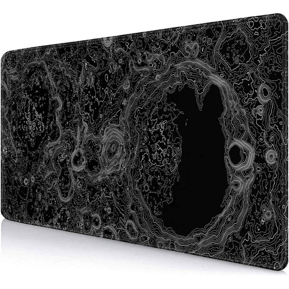 Large Mouse Pad Mat (35.4x15.7 in), Full Desk Mousepad, XL Extended Gaming Mouse Pad for Office Laptop Computer Men Women- Black and White Topographic Map Lines Contour Geographic