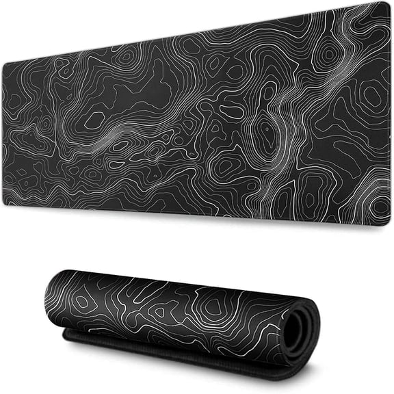 Large Mouse Pad Mat (35x17 in) Extended XXXL Gaming Mouse Pad with Non-Slip Rubber Base,Background Topographic Map Lines Contour Geographic for Gaming Office Laptop Computer Men Women