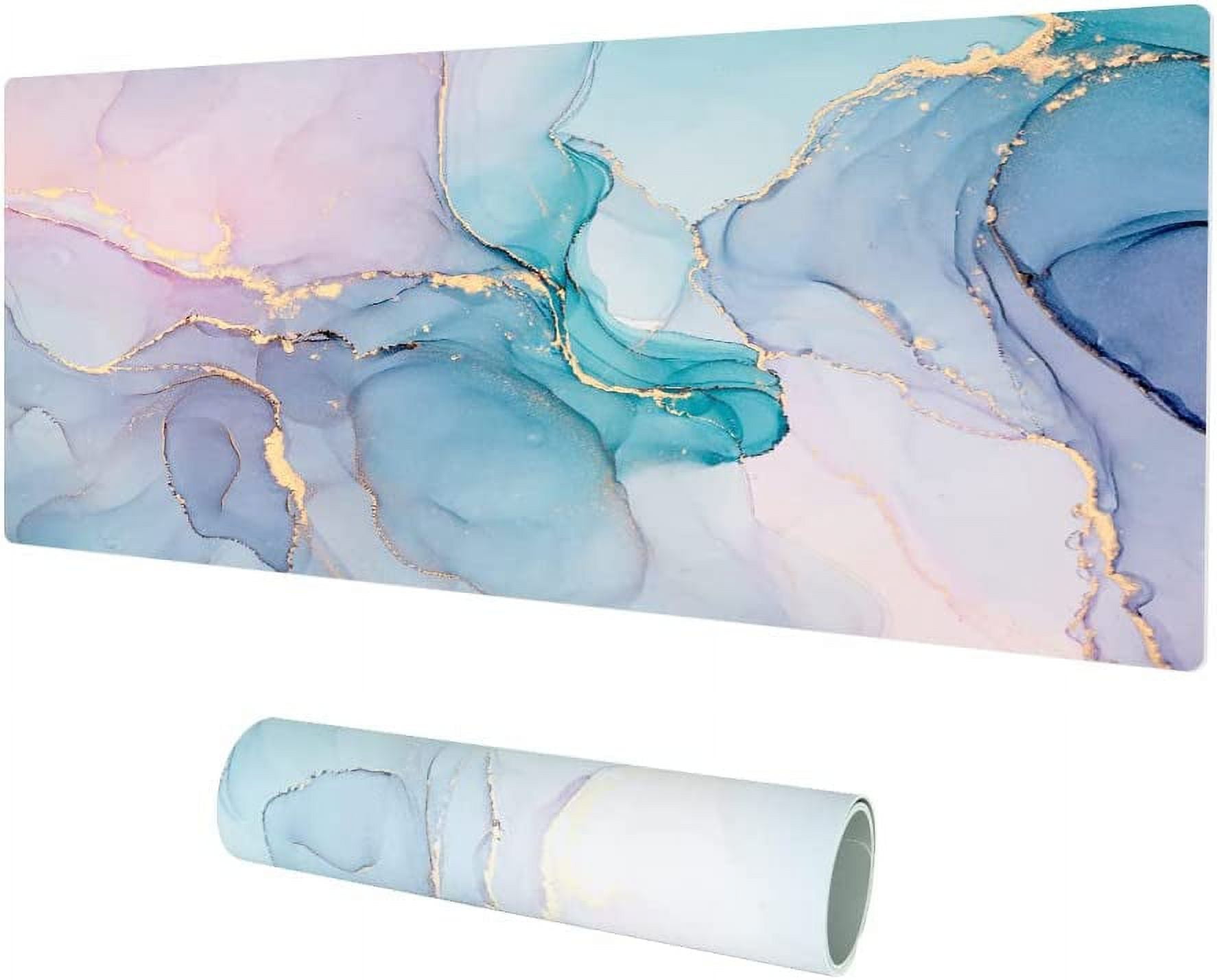 Large Mouse Pad, PU Leather Desk Mat for Desktop, Waterproof Gaming Desk Pad, Marble Painting Full Desk Accessories Keyboard Mousepad, Home & Office Décor 31.5" x 15.7" - Abstract Fluid Art