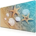 thumbnail image 1 of Large Mouse Pad Palm Starfish Seashell, Gaming Mouse Pads Office Desk Pads, Full Desk Mouse Pad Non-Slip Rubber Base, 35.4 X 15.7 inch for Work/Game/Office/Home Summer Beach Sea Sand Water, 1 of 7