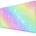 thumbnail image 1 of Large Mouse Pad Pink Gaming Mouse Pads Desk Mat for Women Computer Desk Pads Desk Pad Mat Non-Slip Rubber Base 35.4 X 15.7 for Game Office, Shiny Colorful Rainbow Background, 1 of 6