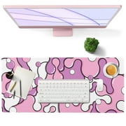 Large Mouse Pad, Pink Purple Fluid Desk Mat XL Extended 80x30cm for Keyboard and Computer, Non-Slip Rubber Base Stitched Edge Mousepad for Gaming and Desk Accessories, 31.5 11.8 Inch