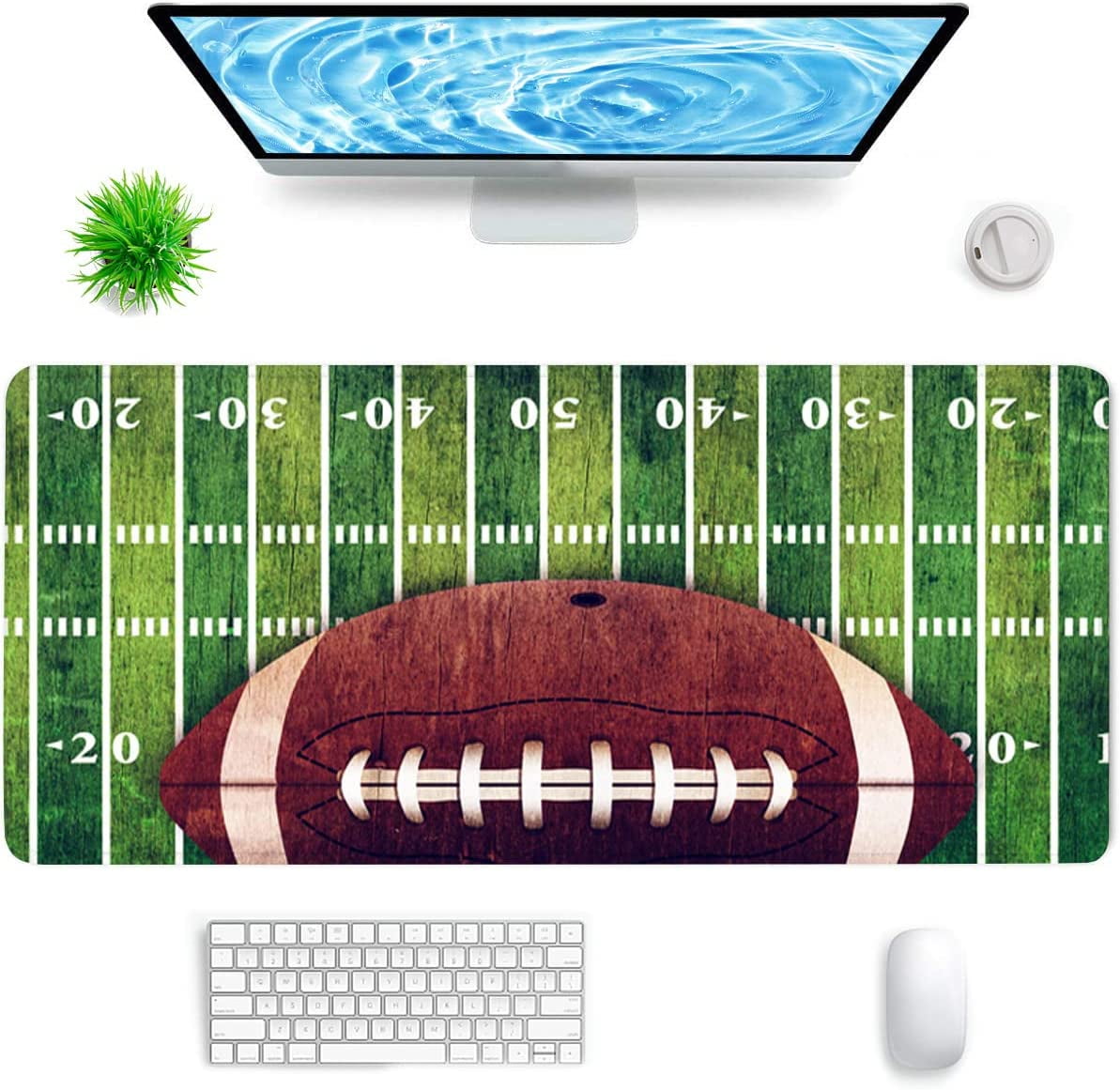 Large Mouse Pad,Retro American Football Field Large XL Desk Mat Extended Waterproof Mouse Mat with Stitched Edges and Non-Slip Base for Office Gaming Home 31.5 X 11.8 Inch