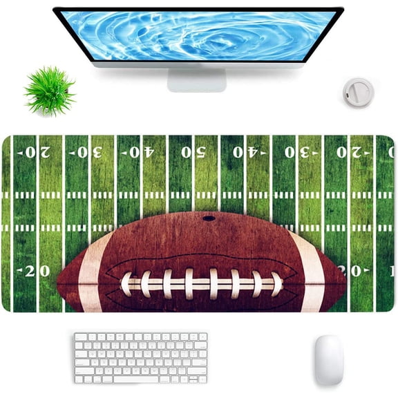 Large Mouse Pad,Retro American Football Field Large XL Desk Mat Extended Waterproof Mouse Mat with Stitched Edges and Non-Slip Base for Office Gaming Home 31.5 X 11.8 Inch