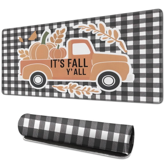 Large Mouse Pad,Welcome Thanksgiving Pumpkin Harvest Rectangle Non-Slip Rubber Base Mousepad for Laptop Office Mouse Mat for Gaming Wireless Mouse (31.5x11.8in)