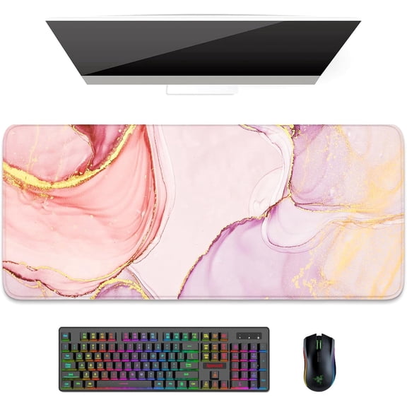 Large Mouse Pad XXL Desk Pad Extended 31.5 x 11.8 Inch Non Slip Rubber Base Stitched Edges Waterproof Keyboard Mat for Gamer Office Home Style B 33