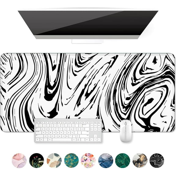 Large Mouse Pad, XXL Desk Pad, Extened 35" x 15", Non-slip Rubber Base, Stitched Edges, Superior Surface, Waterproof Keyboard Mat, Large Mousepad for Gamer, Office & Home, Abstract Line