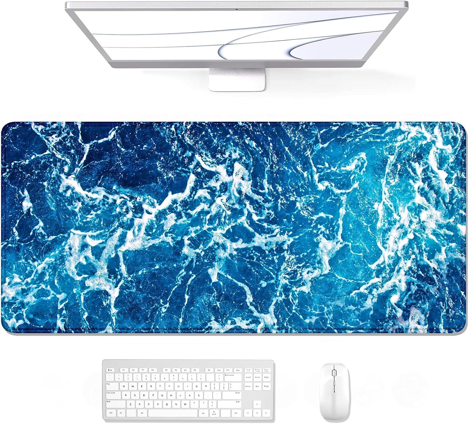 Large Mouse Pad, XXL Desk Pad, Extened Mousepad 31.5" x 11.8", Non-Slip Rubber Base, Stitched Edges, Superior Surface, Gaming Keyboard Mat, Waterproof Desk Pad, Beautiful Ocean