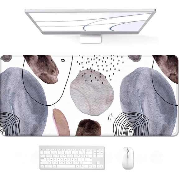 Large Mouse Pad, XXL Desk Pad, Extened Mousepad 31.5" x 11.8", Non-Slip Rubber Base, Stitched Edges, Superior Surface, Gaming Keyboard Mat, Waterproof Desk Pad, Watercolor Stone