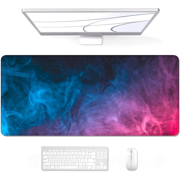 Large Mouse Pad, XXL Gaming Mousepad, Desk Mat for Desktop, Thick Rubber, Big & Long Size, Stitched Edges, Full Desk Pad for Laptop & Computer, Extended 31.5 x 11.8 in, Colorful Smoke