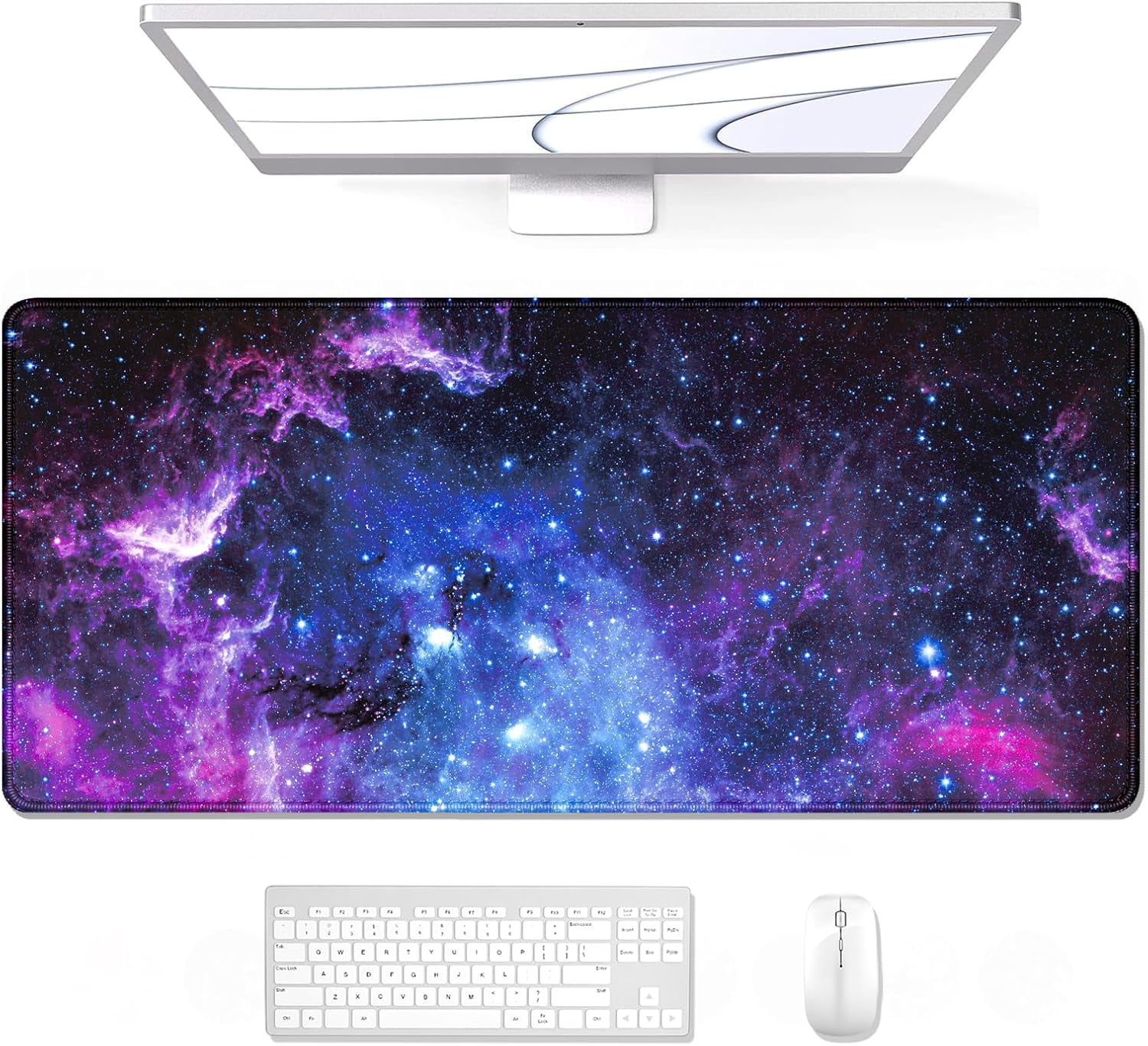 Large Mouse Pad, XXL Gaming Mousepad, Desk Mat for Desktop, Thick Rubber, Big & Long Size, Stitched Edges, Full Desk Pad for Laptop & Computer, Extended 31.5 x 11.8 in, Amazing Galaxy