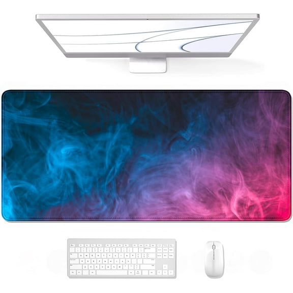 Large Mouse Pad, XXL Gaming Mousepad, Desk Mat for Desktop, Thick Rubber, Big & Long Size, Stitched Edges, Full Desk Pad for Laptop & Computer, Extended 35.4 x 15.7 in, Colorful Smoke