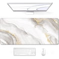 thumbnail image 1 of Large Mouse Pad, XXL Gaming Mousepad, Desk Mat for Desktop, Thick Rubber, Big & Long Size, Stitched Edges, Full Desk Pad for Laptop & Computer, Extended 35.4 x 15.7 in, Gold Gray Marble, 1 of 6