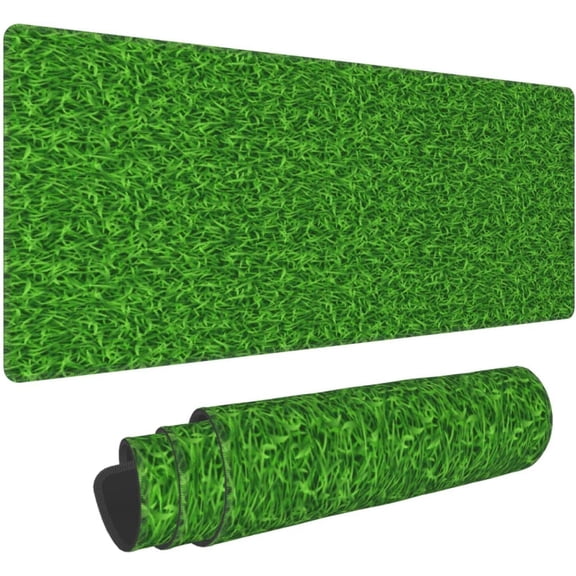 Large Mouse Pad XXL, Green Grass Print Gaming Mouse Pad, Big Desk Mat with Stitched Edges Mousepad for Gaming Keyboard Computer Laptop Office, 31.5'' X 12''