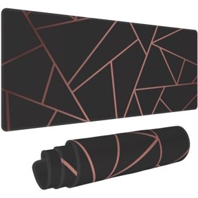 Large Mouse Pad XXL, Rose Gold Black Gaming Mouse Pad, Big Desk Mat with Stitched Edges Mousepad for Gaming Keyboard Computer Laptop Office, 31.5'' X 12''