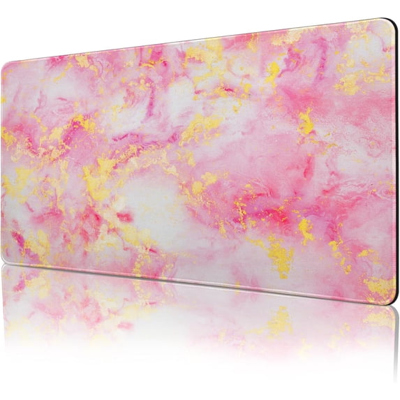Large Mouse Pad for Desk, Pink Desk Mat, Anti-Slip Waterproof Big Mousepad, Cute DeskMatt for Desktop, Keyboard Mat for Computer Desktop, Marble