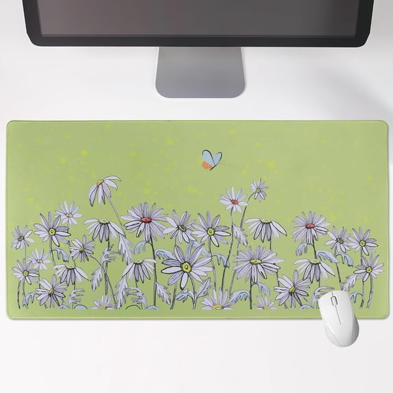 Large Mouse Pad for Desk Top, Floral Gaming Mousepad Desk Mat for Home Office, Green