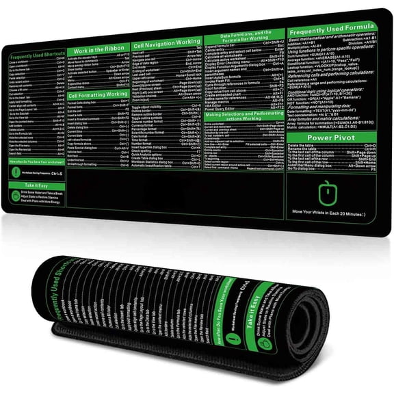 Large Mouse Pad for Keyboard and Mouse, Excel Cheat Sheet Desk Mat for Office and Home (MP-23)