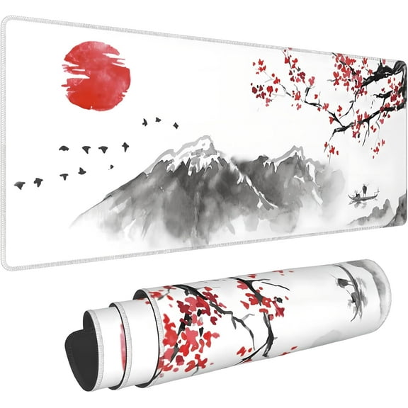 Large Mouse Pad with Stable Rubber Base and Stitched Edges-Japanese Gaming Mouse Pad , 31.5x11.8 - Desk Mat Deskpad for Home Office Work Game