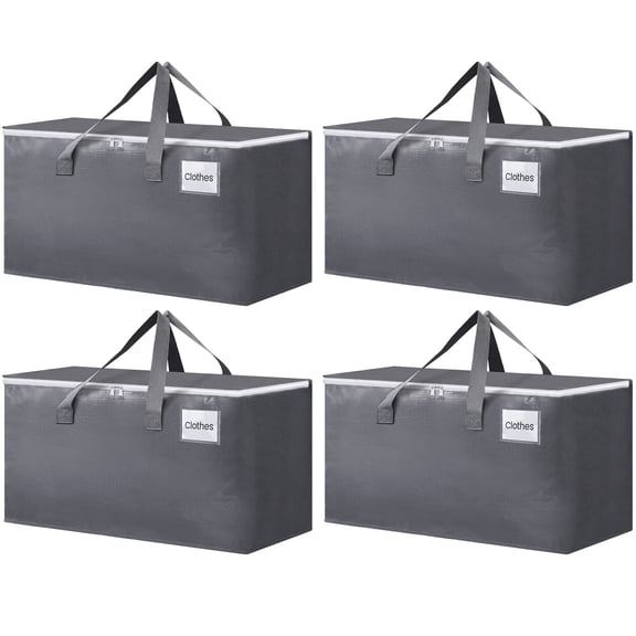 Large Moving Boxes And With Zippers & Handles Supplies Lids  Heavy Duty Totes For Storbags Space Saving Fold Flat Storing 76l 4 Pack