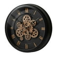 thumbnail image 1 of Large Moving Gear Wall Clock 16 Inch Vintage Mechanical Battery Operated Industrial Black Roman Numeral Steampunk Decor, 1 of 5
