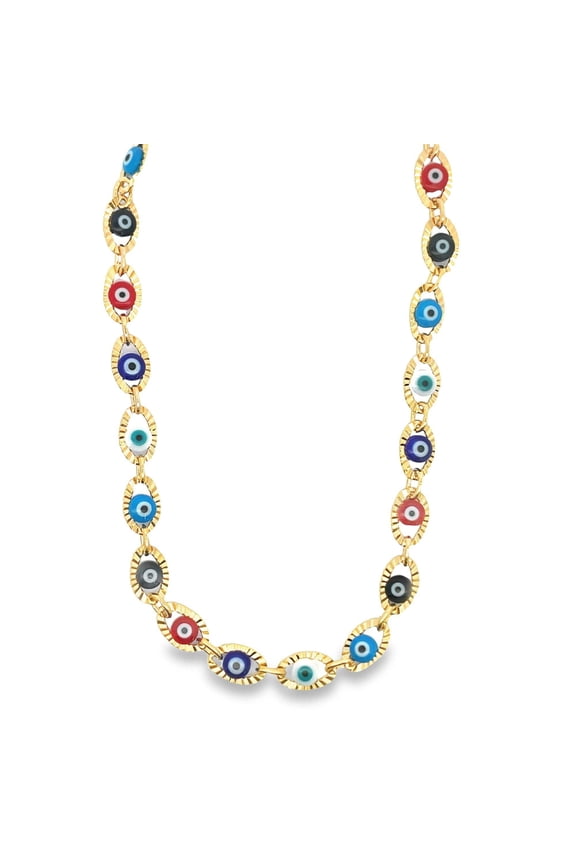 Large Multi Color Evil Eye Necklace (G190)