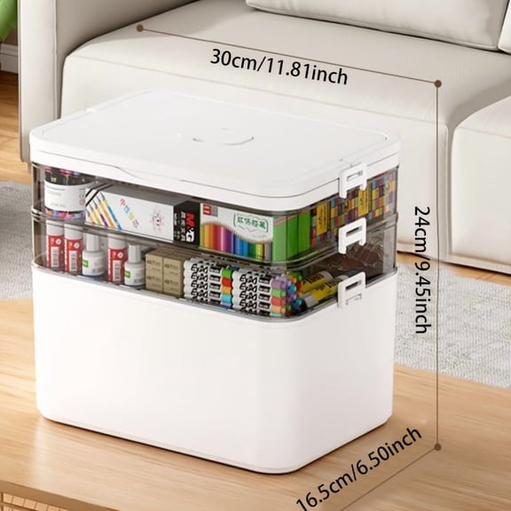 Large Multi-Layer Portable Storage Box – Durable Transparent Organizer for Home, Travel & Office