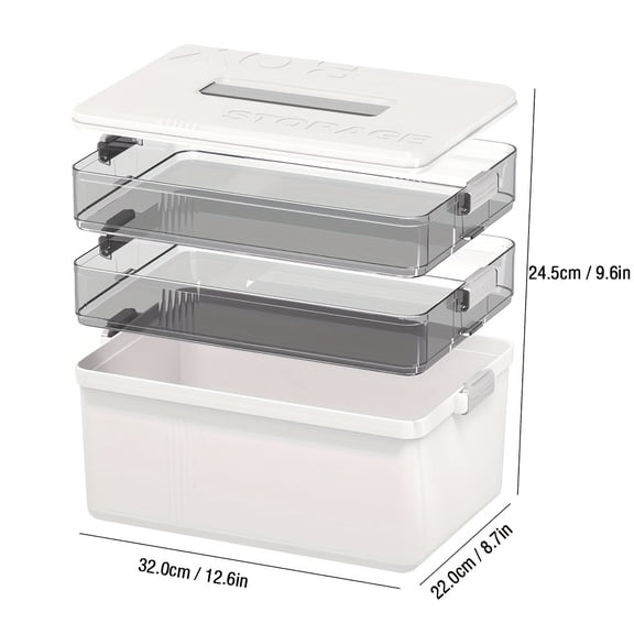 Large Multi-Layer Storage Box with Lids & Handle, Portable Waterproof Organizer for Home, Travel & Office Essentials