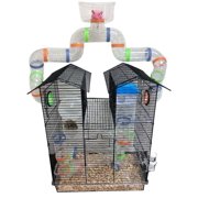 Large Multi-Level Hamster Mansion With Top Look-Out Play Zone Mouse Habitat Home Small Animal Critter Cage Set of Accessories Crossover Tube Tunnel Rodent Gerbil Mice