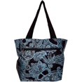 thumbnail image 1 of Large Multi - Pocket Fashion Zipper Top Organizing Beach Bag Tote - Custom Embroidery Available Blue Paisley Print, 1 of 4