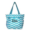 thumbnail image 1 of Large Multi - Pocket Fashion Zipper Top Organizing Beach Bag Tote - Custom Embroidery Available Navy Chevron, 1 of 4