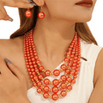 thumbnail image 1 of Large Multi Strand Chunky Imitation Pearls Necklace and Earring Set Costume Jewelry for Women good gift Party Wedding New Year, 1 of 4