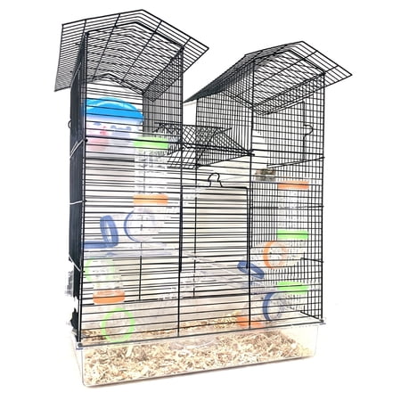 Large Multi-Tiers Syrian Hamster Mansion Mouse Palace Gerbil Habitat Home Wire Cage Acrylic Clear Base With Full Set of Accessories