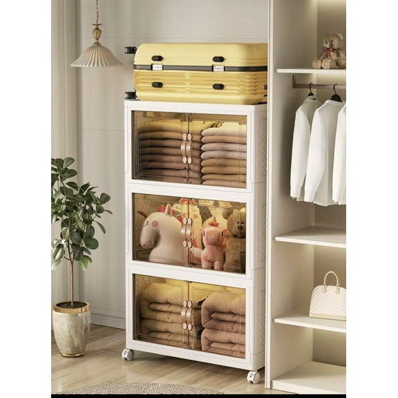 Large Multi-layer Collapsible Storage Box with Lid & Wheels - Perfect for Home Essentials & Organization Default