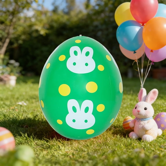 Large Multicolor Inflatable Easter Egg - 14 Inch PVC Easter Yard Decoration for Indoor Outdoor Party Decor
