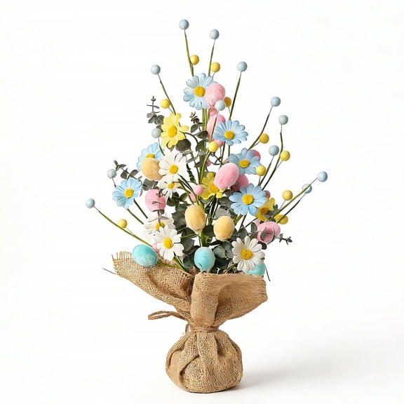 Large Multicolor Plastic Easter Egg Tree Potted Plant, Lifelike Simulated Holiday Party & Home Decoration