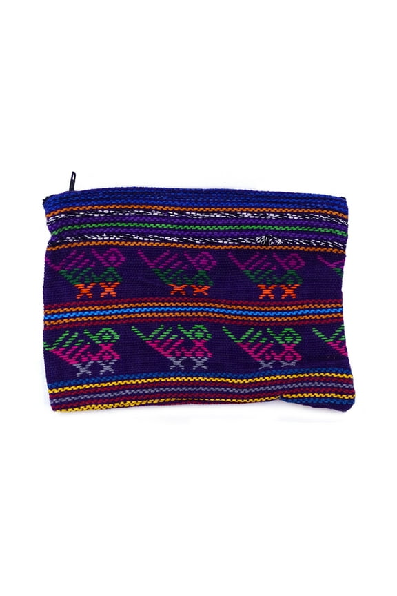 Large Multicolored Tribal Pattern Woven Lightweight Coin Purse Zipper Pouch - Womens Fashion Handmade Bags Boho Travel Accessories