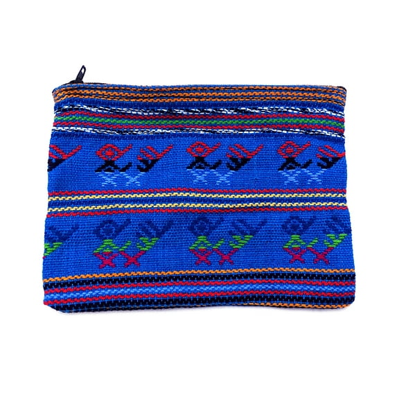 Large Multicolored Tribal Pattern Woven Lightweight Coin Purse Zipper Pouch - Womens Fashion Handmade Bags Boho Travel Accessories