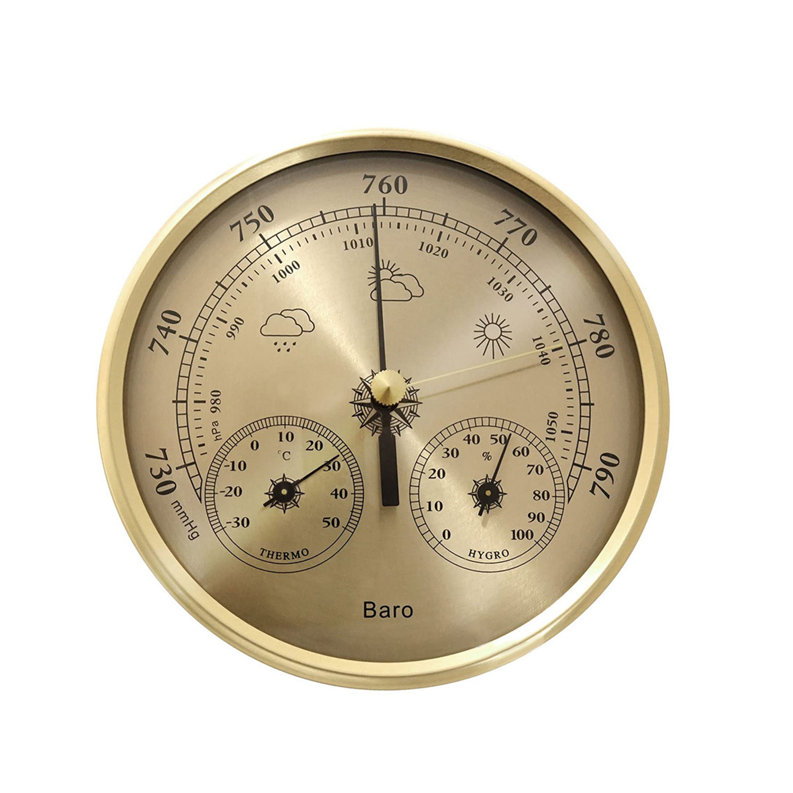 Large Multifunction Weather Instrument for Anglers Stainless Steel Construction Barometers Thermometers Hygrometer